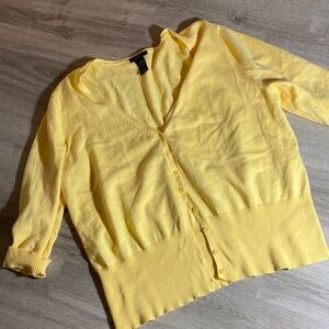 Lane Bryant Butter Yellow Ribbed Cardigan